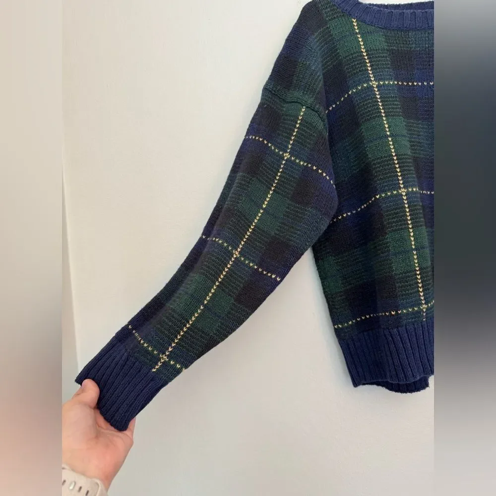 Kitestrings Boys Blue/Green Plaid Crewneck Sweater - Size 8/10